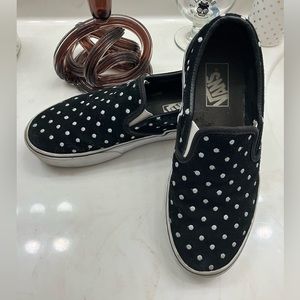 Vans Asher Unisex Suede Polka-dot Platform Slip-Ons